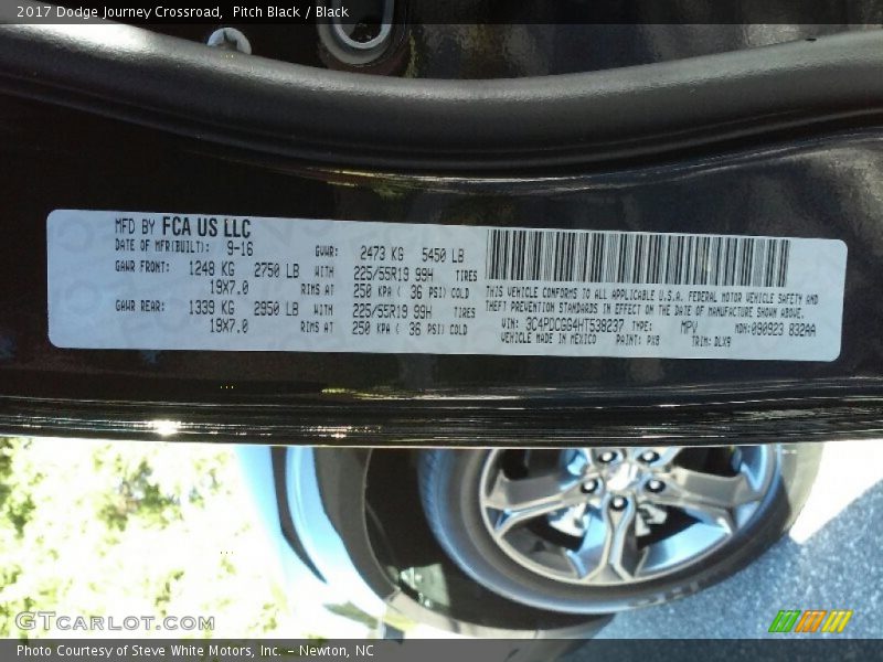 2017 Journey Crossroad Pitch Black Color Code PX8