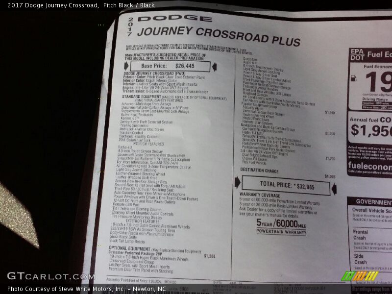 Pitch Black / Black 2017 Dodge Journey Crossroad