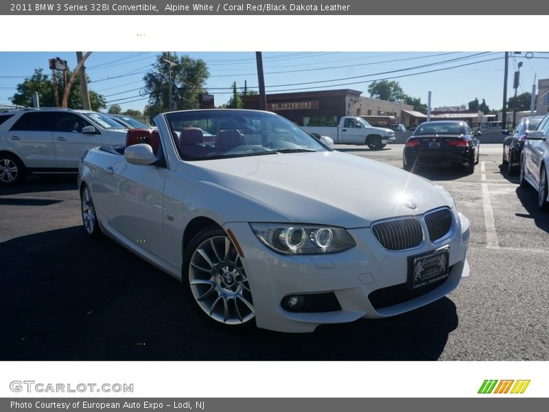 Alpine White / Coral Red/Black Dakota Leather 2011 BMW 3 Series 328i Convertible