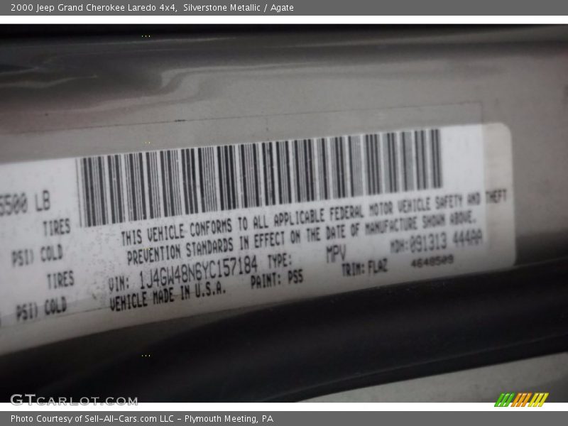 Silverstone Metallic / Agate 2000 Jeep Grand Cherokee Laredo 4x4