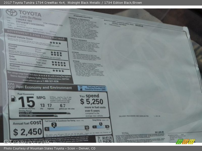 Midnight Black Metallic / 1794 Edition Black/Brown 2017 Toyota Tundra 1794 CrewMax 4x4