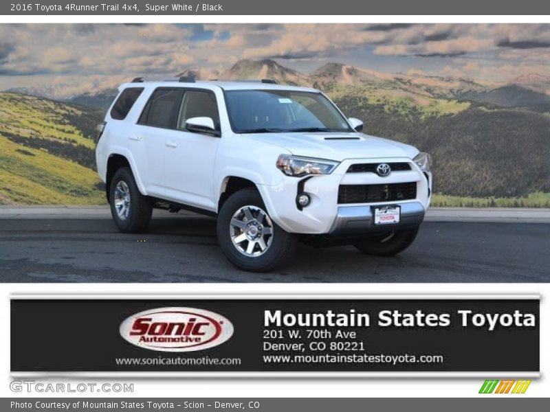 Super White / Black 2016 Toyota 4Runner Trail 4x4