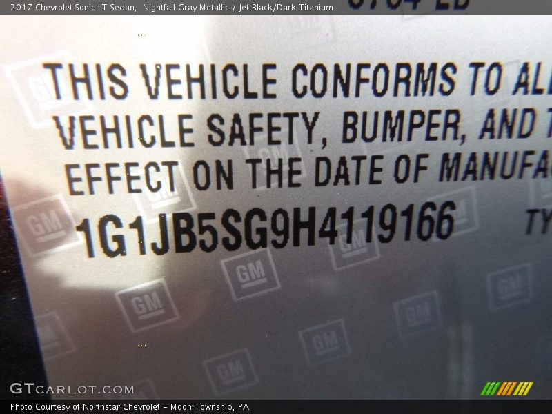 Nightfall Gray Metallic / Jet Black/Dark Titanium 2017 Chevrolet Sonic LT Sedan