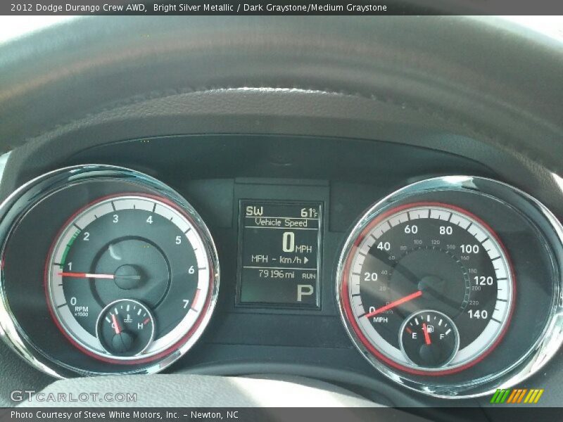 Bright Silver Metallic / Dark Graystone/Medium Graystone 2012 Dodge Durango Crew AWD