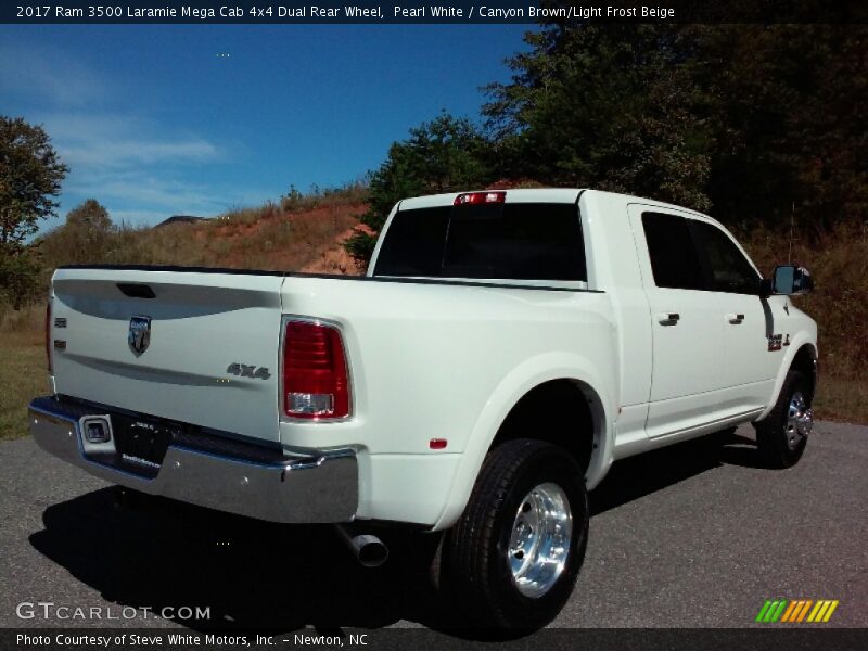 Pearl White / Canyon Brown/Light Frost Beige 2017 Ram 3500 Laramie Mega Cab 4x4 Dual Rear Wheel