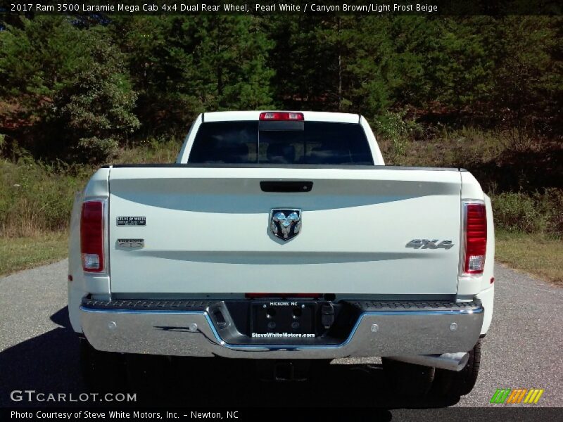 Pearl White / Canyon Brown/Light Frost Beige 2017 Ram 3500 Laramie Mega Cab 4x4 Dual Rear Wheel
