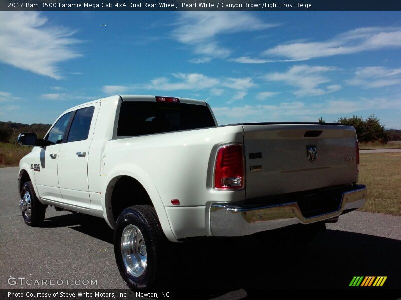 Pearl White / Canyon Brown/Light Frost Beige 2017 Ram 3500 Laramie Mega Cab 4x4 Dual Rear Wheel