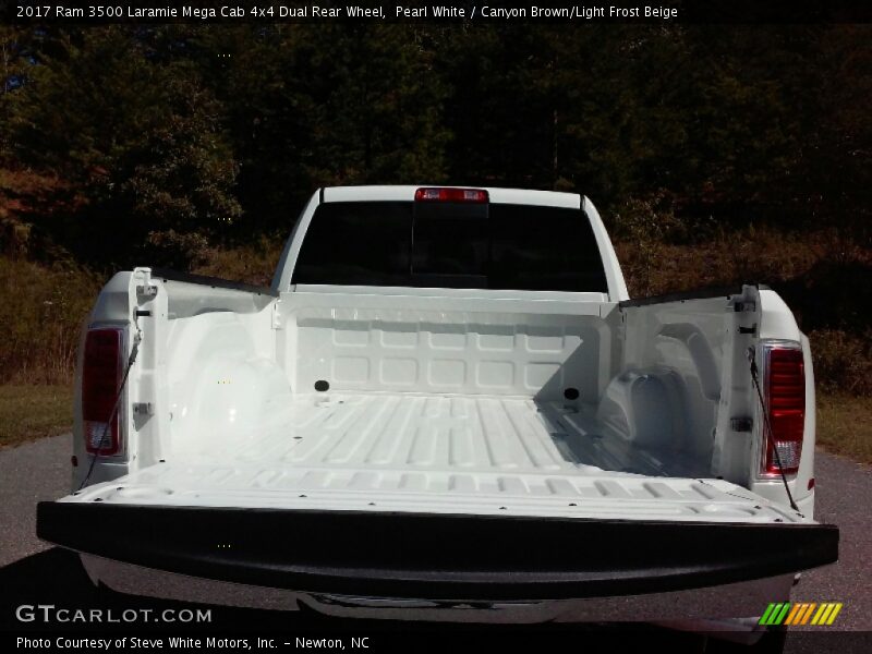 Pearl White / Canyon Brown/Light Frost Beige 2017 Ram 3500 Laramie Mega Cab 4x4 Dual Rear Wheel