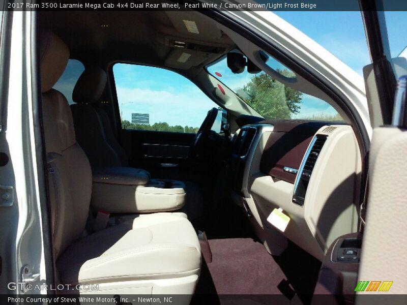 Pearl White / Canyon Brown/Light Frost Beige 2017 Ram 3500 Laramie Mega Cab 4x4 Dual Rear Wheel