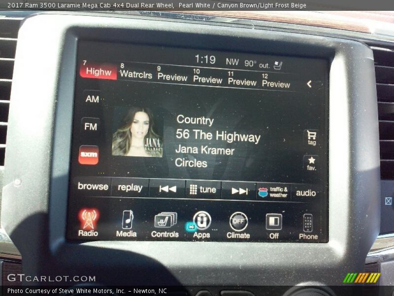 Pearl White / Canyon Brown/Light Frost Beige 2017 Ram 3500 Laramie Mega Cab 4x4 Dual Rear Wheel
