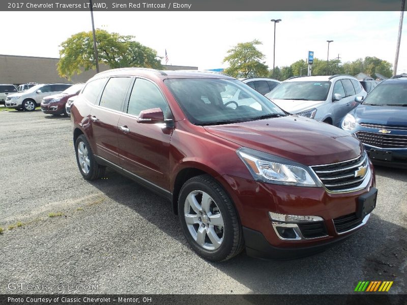 Siren Red Tintcoat / Ebony 2017 Chevrolet Traverse LT AWD