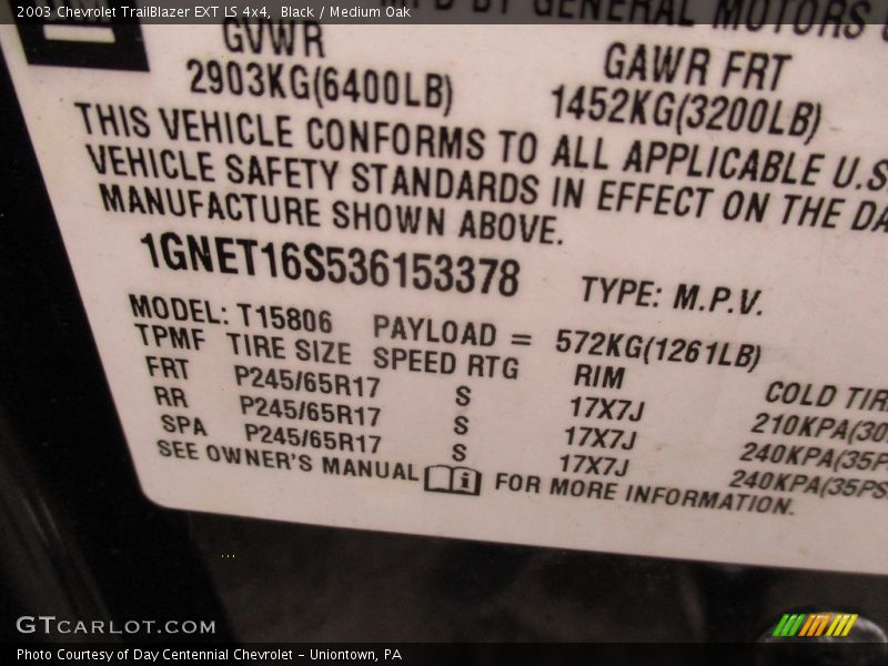 Black / Medium Oak 2003 Chevrolet TrailBlazer EXT LS 4x4