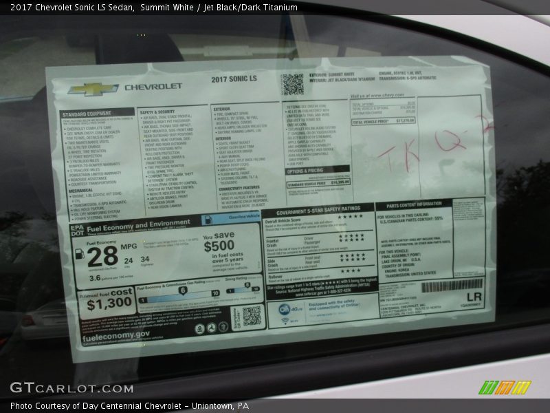  2017 Sonic LS Sedan Window Sticker