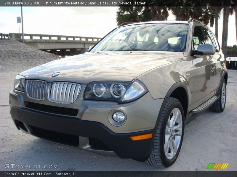 Platinum Bronze Metallic / Sand Beige/Black Nevada Leather 2008 BMW X3 3.0si