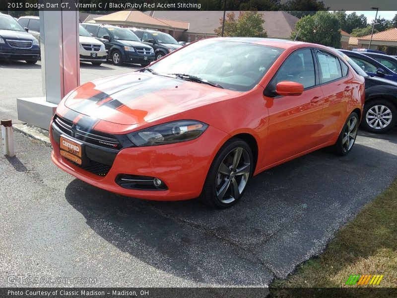 Vitamin C / Black/Ruby Red Accent Stitching 2015 Dodge Dart GT