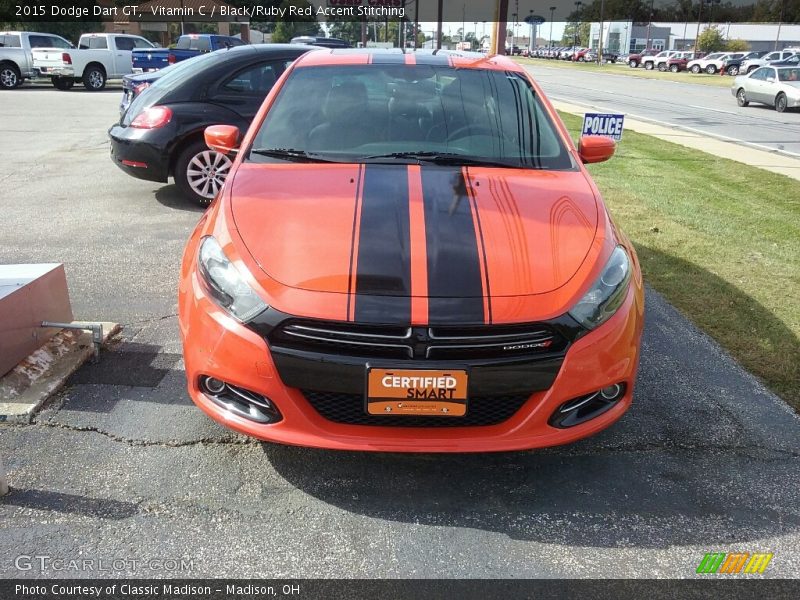 Vitamin C / Black/Ruby Red Accent Stitching 2015 Dodge Dart GT