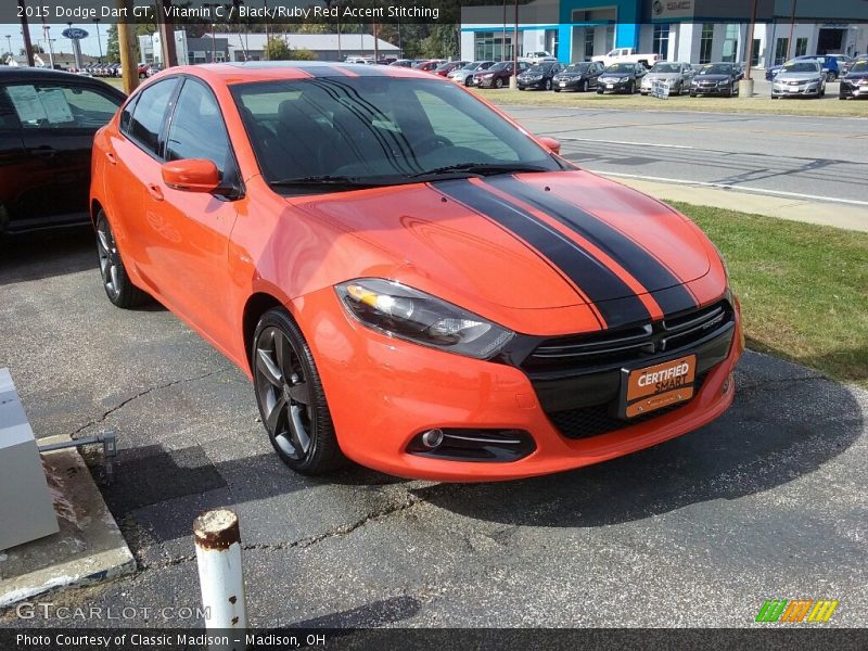 Vitamin C / Black/Ruby Red Accent Stitching 2015 Dodge Dart GT