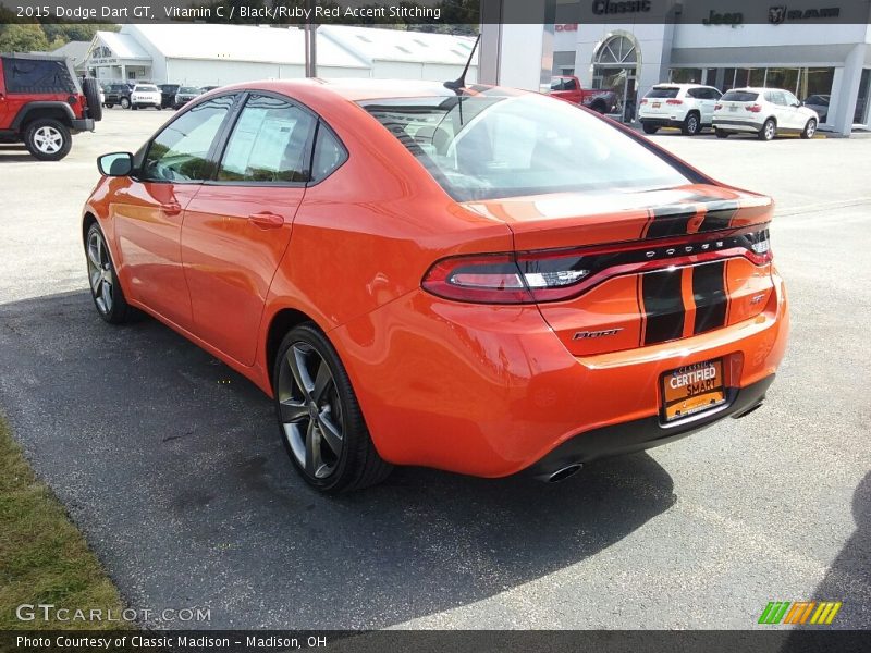 Vitamin C / Black/Ruby Red Accent Stitching 2015 Dodge Dart GT