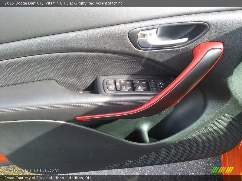 Vitamin C / Black/Ruby Red Accent Stitching 2015 Dodge Dart GT