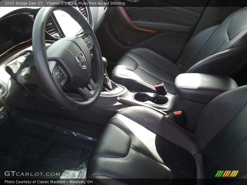 Vitamin C / Black/Ruby Red Accent Stitching 2015 Dodge Dart GT