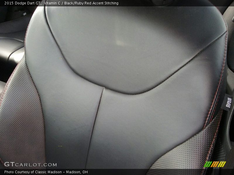 Vitamin C / Black/Ruby Red Accent Stitching 2015 Dodge Dart GT