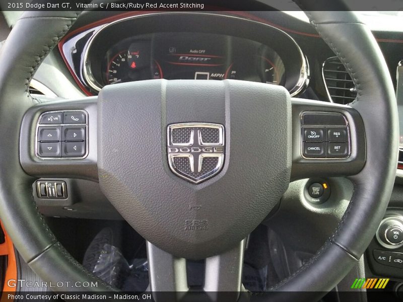 Vitamin C / Black/Ruby Red Accent Stitching 2015 Dodge Dart GT