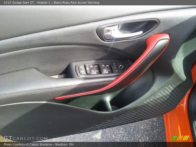 Vitamin C / Black/Ruby Red Accent Stitching 2015 Dodge Dart GT