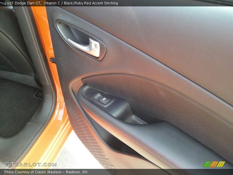 Vitamin C / Black/Ruby Red Accent Stitching 2015 Dodge Dart GT