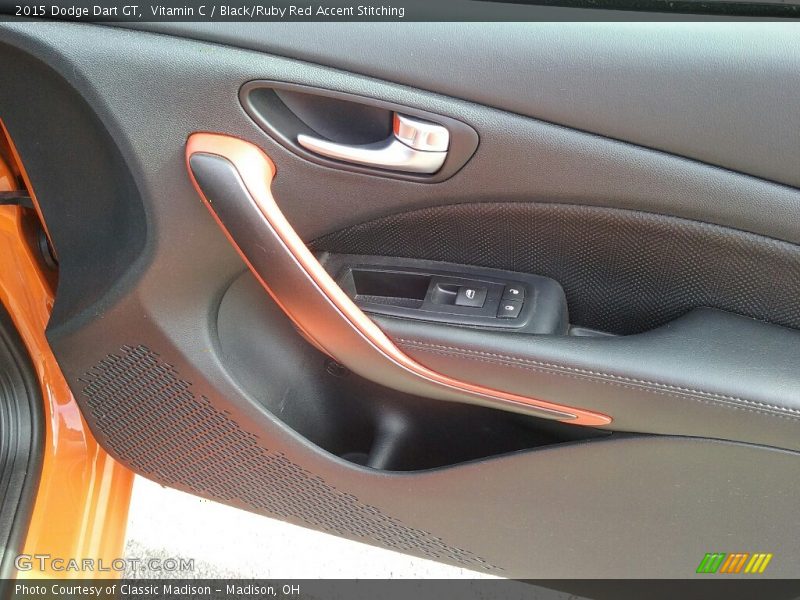 Vitamin C / Black/Ruby Red Accent Stitching 2015 Dodge Dart GT