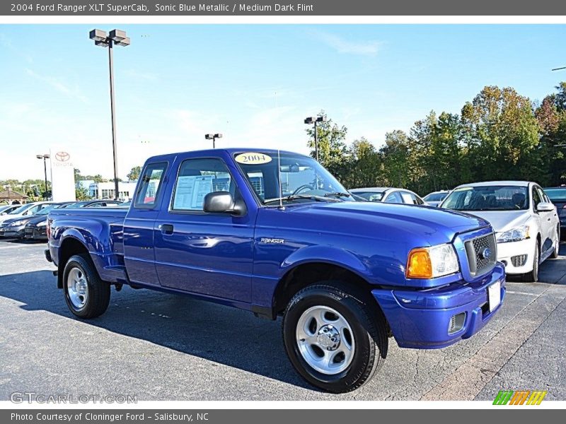 Sonic Blue Metallic / Medium Dark Flint 2004 Ford Ranger XLT SuperCab