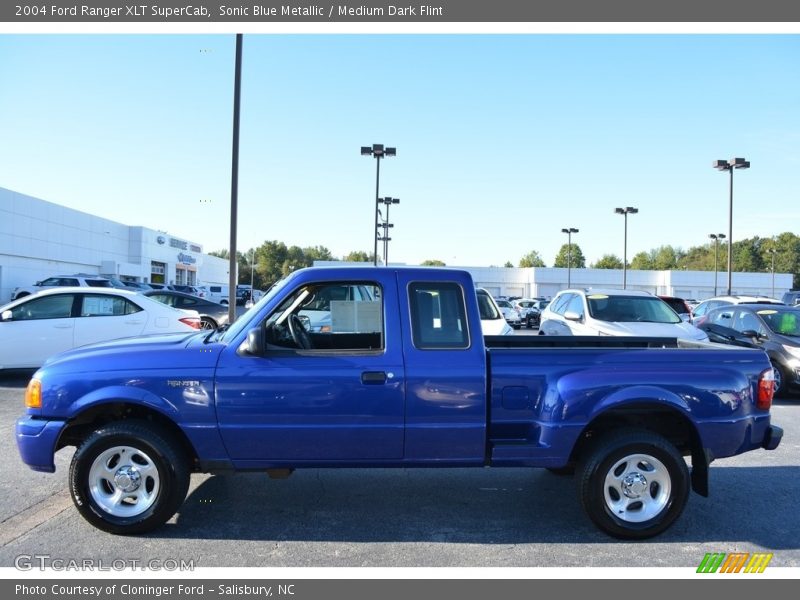 Sonic Blue Metallic / Medium Dark Flint 2004 Ford Ranger XLT SuperCab