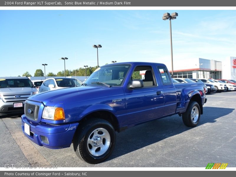 Sonic Blue Metallic / Medium Dark Flint 2004 Ford Ranger XLT SuperCab