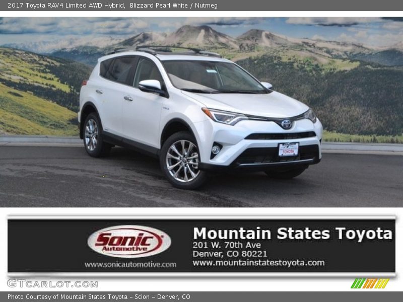 Blizzard Pearl White / Nutmeg 2017 Toyota RAV4 Limited AWD Hybrid