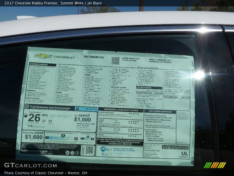 Summit White / Jet Black 2017 Chevrolet Malibu Premier