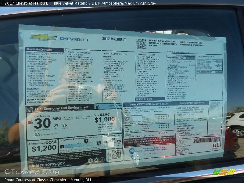 Blue Velvet Metallic / Dark Atmosphere/Medium Ash Gray 2017 Chevrolet Malibu LT