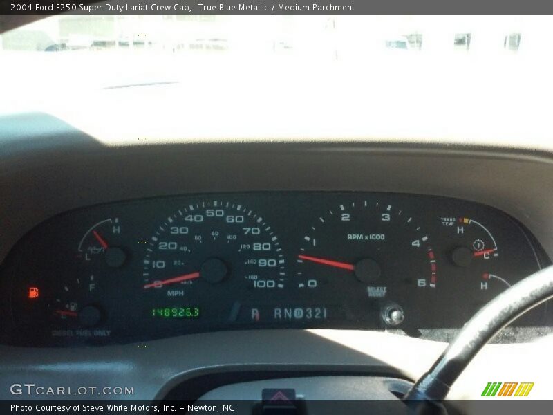 True Blue Metallic / Medium Parchment 2004 Ford F250 Super Duty Lariat Crew Cab