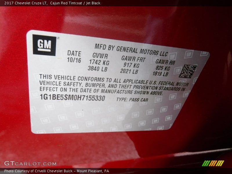Cajun Red Tintcoat / Jet Black 2017 Chevrolet Cruze LT