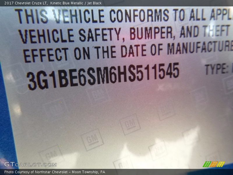 Kinetic Blue Metallic / Jet Black 2017 Chevrolet Cruze LT