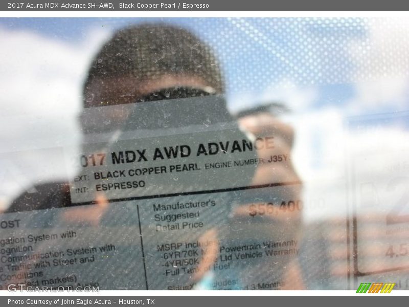  2017 MDX Advance SH-AWD Window Sticker
