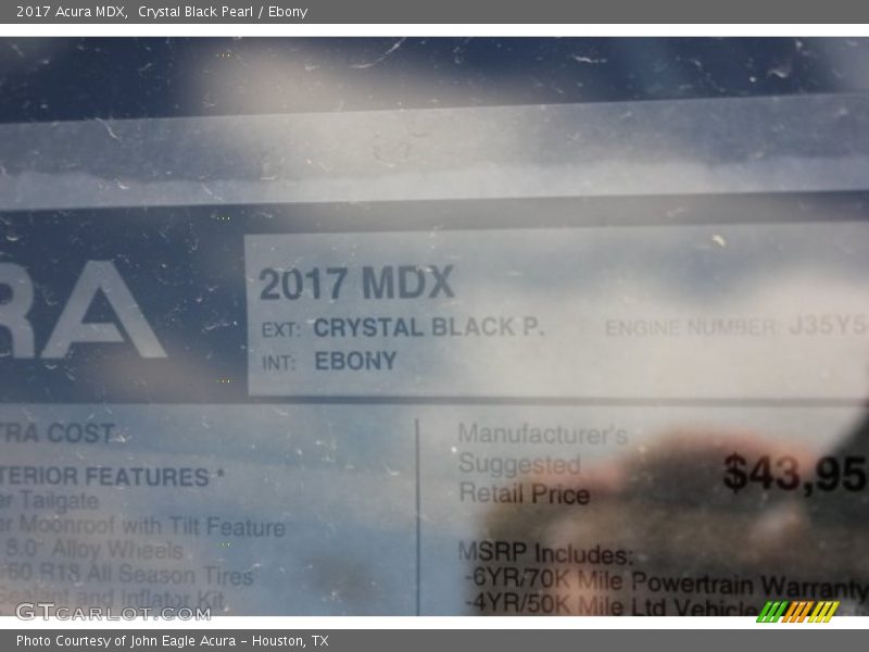 Crystal Black Pearl / Ebony 2017 Acura MDX