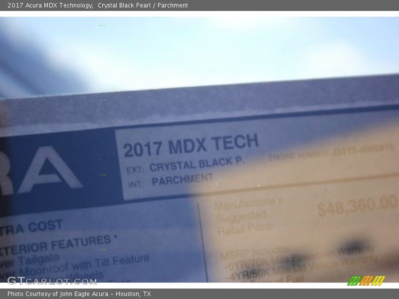 Crystal Black Pearl / Parchment 2017 Acura MDX Technology
