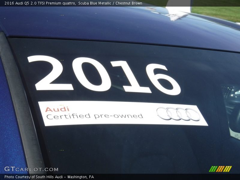 Scuba Blue Metallic / Chestnut Brown 2016 Audi Q5 2.0 TFSI Premium quattro