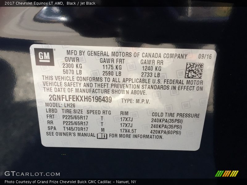 Black / Jet Black 2017 Chevrolet Equinox LT AWD