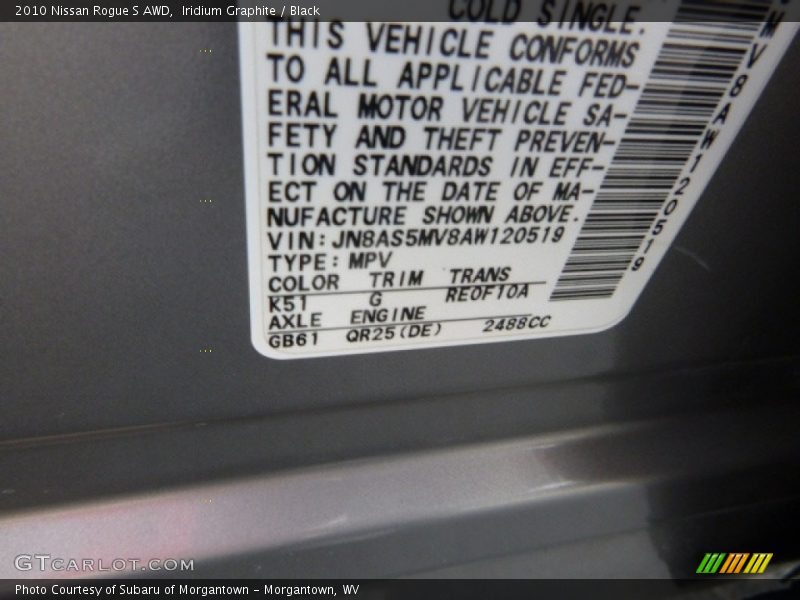 Iridium Graphite / Black 2010 Nissan Rogue S AWD