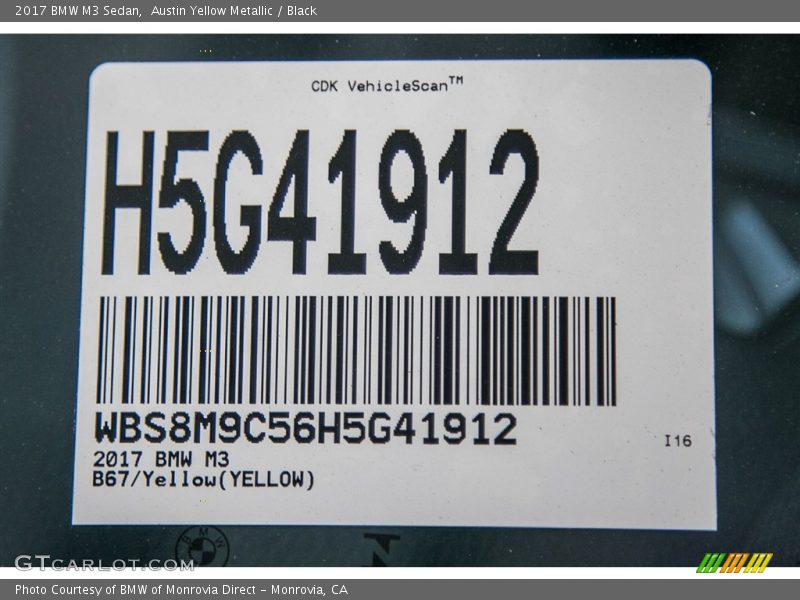 Austin Yellow Metallic / Black 2017 BMW M3 Sedan