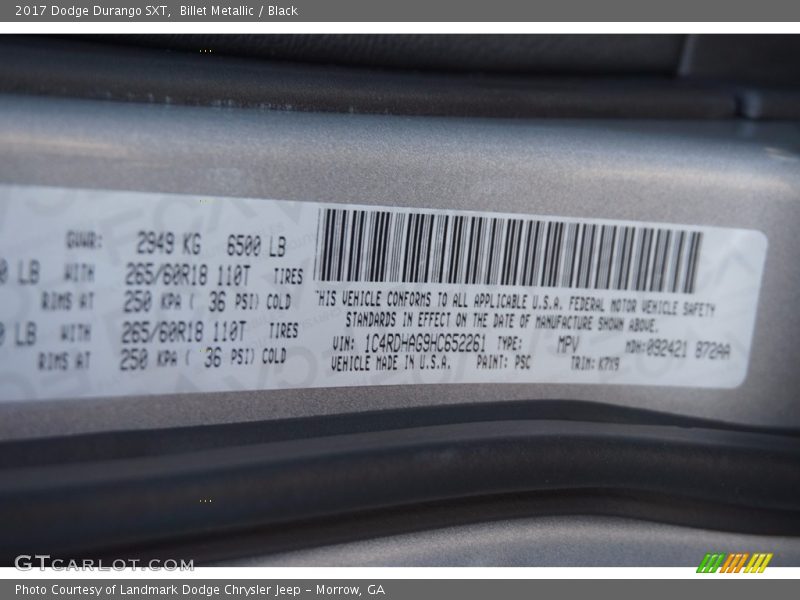 Billet Metallic / Black 2017 Dodge Durango SXT