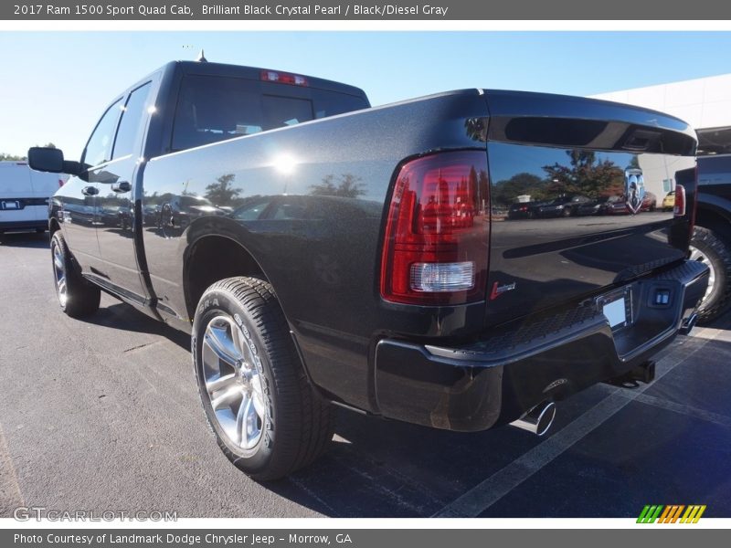 Brilliant Black Crystal Pearl / Black/Diesel Gray 2017 Ram 1500 Sport Quad Cab