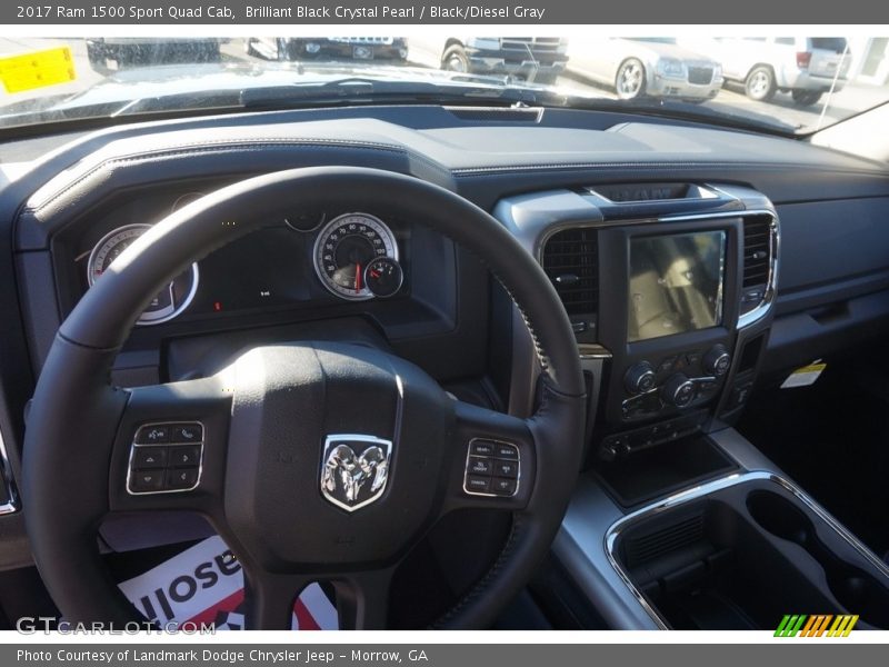 Brilliant Black Crystal Pearl / Black/Diesel Gray 2017 Ram 1500 Sport Quad Cab