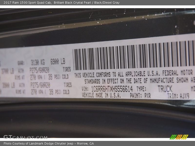 2017 1500 Sport Quad Cab Brilliant Black Crystal Pearl Color Code PXR