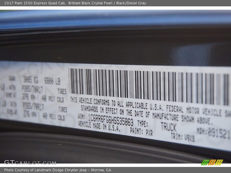 Brilliant Black Crystal Pearl / Black/Diesel Gray 2017 Ram 1500 Express Quad Cab